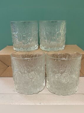 VTG Goebel Charlottenhutte Ice Bark Textured Tumbler Glasses - Set of 4